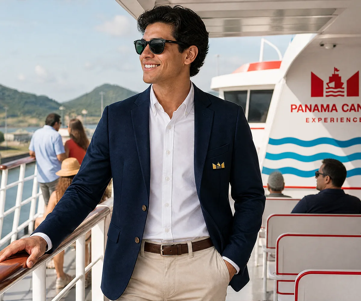 Pasajero de Panama Canal Experience a bordo durante el tránsito por el Canal de Panamá
